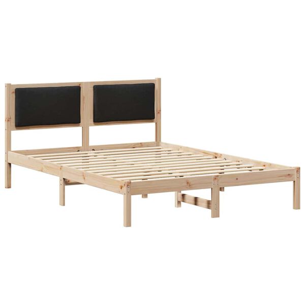 vidaXL Bed Frame with Headboard Black 140 x 190 cm Solid Pine Wood