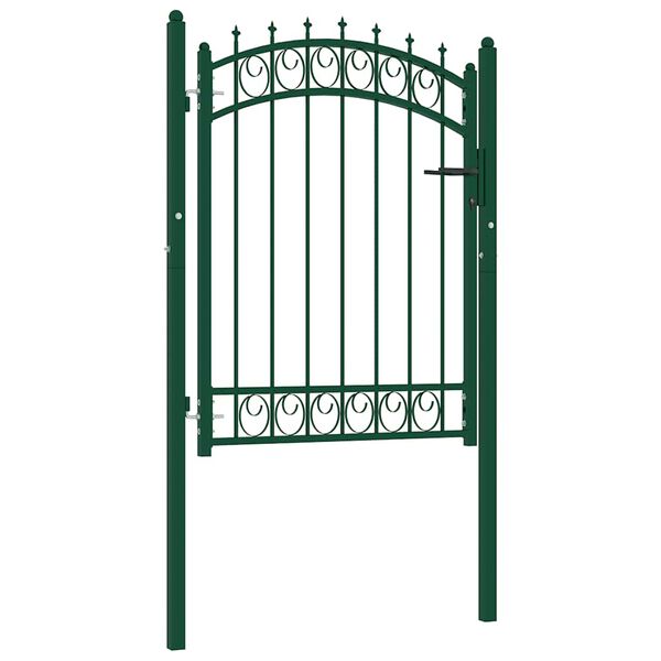 vidaXL Fence Gate with Spikes Steel 103x109.5 cm Green