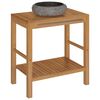 vidaXL Bathroom Vanity Cabinet Solid Teak with Sink Marble Black
