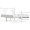 vidaXL Metal Bed Frame without Mattress with Footboard White 135x190cm
