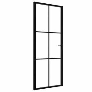 vidaXL Interior Door ESG Glass and Aluminium 76x201.5 cm Black