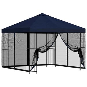 vidaXL Garden Gazebo with Sidewalls 3 x 3 m Blue Polyester and Steel