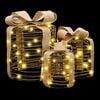 vidaXL Gift Box Decoration 3 pcs Warm white 20 x 20 x 20 cm Rattan