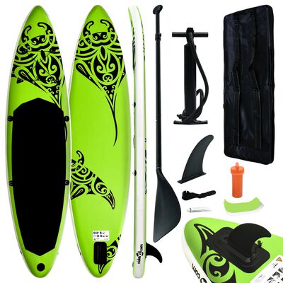 vidaXL Inflatable Stand Up Paddleboard Set 305x76x15 cm Green