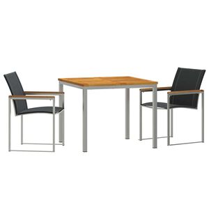 vidaXL Garden Dining Set 3 pcs Solid Acacia Wood and Stainless Steel