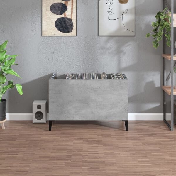 vidaXL Record Cabinet Concrete Grey 74.5x38x48 cm Engineered Wood