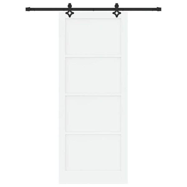 vidaXL Sliding Door White and Black 93 x 232 cm Solid Pine Wood