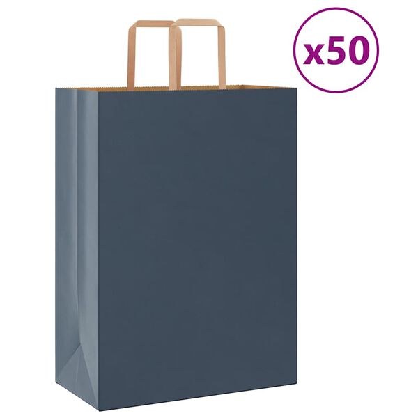 vidaXL Paper Bags 50 pcs with Handles Blue 32x17x44 cm