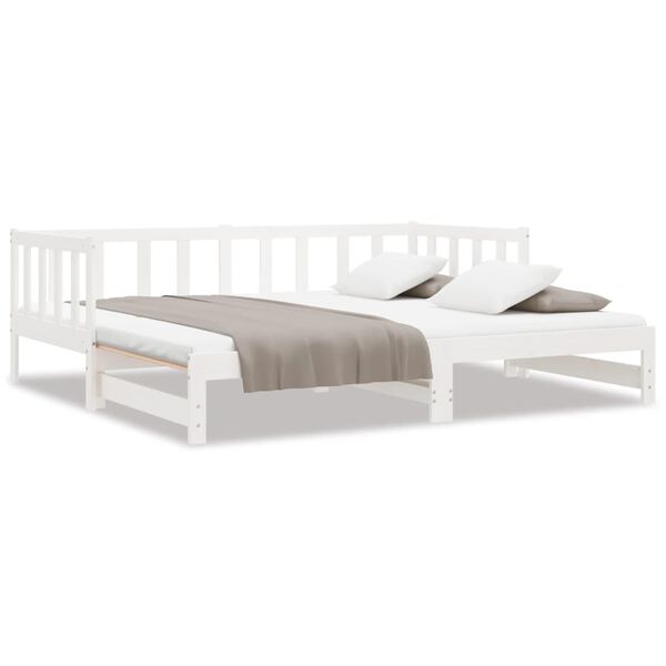 vidaXL Day Bed with Trundle without Mattress White 90x190 cm Single Solid Wood