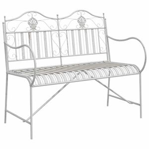 vidaXL Garden Bench 2 -Seater 103.5 x 59 x 89 cm Steel Antique White
