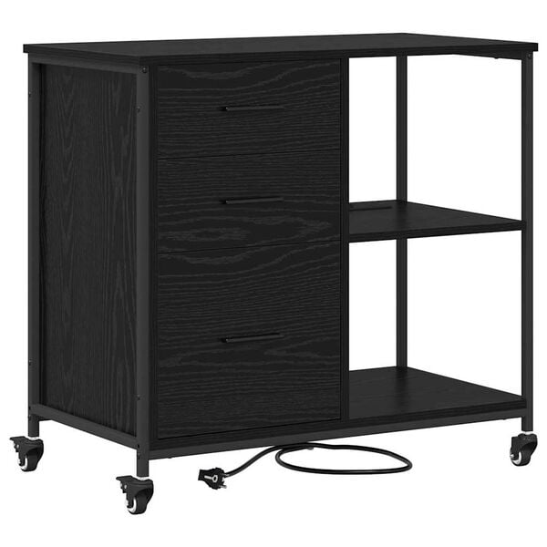 vidaXL Cabinet with Charging Station Black Oak 76 x 41 x 72 cm