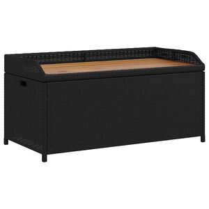 vidaXL Storage Bench Black 100x50x52 cm Poly Rattan and Acacia Wood