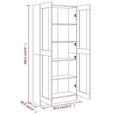 vidaXL Book Cabinet Smoked Oak 82.5x30.5x185.5 cm Engineered Wood