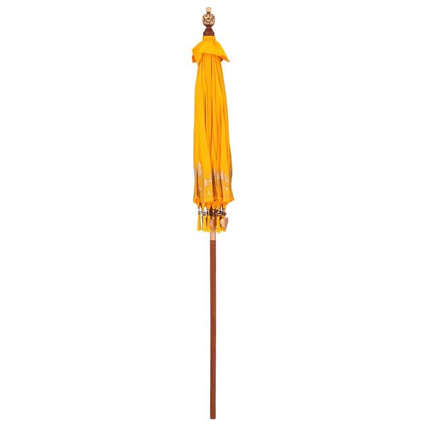 vidaXL Balinese Parasol Yellow (180-190) x 260 cm Cotton and Wood