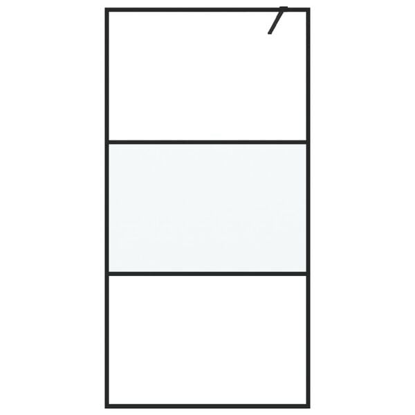 vidaXL Walk-in Shower Wall Black 100x195 cm Half Frosted ESG Glass