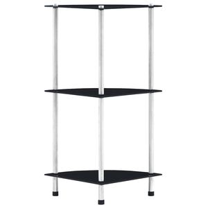 vidaXL 3-Tier Shelf Black 30x30x67 cm Tempered Glass