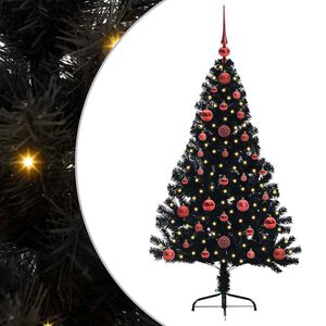 vidaXL Artificial Pre-lit Christmas Tree Black 120 cm PVC