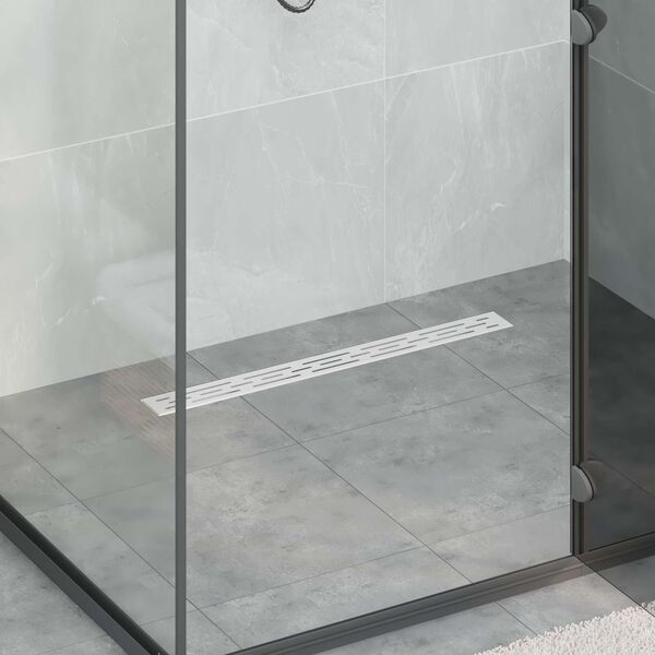 vidaXL Shower Drain with Line Design Silver 70 cm Stainless Steel 304