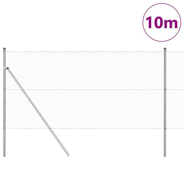 vidaXL Fence Post Silver 10 x 1 m (36 mm mesh) Steel