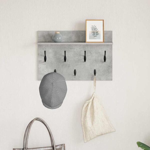 vidaXL Wall-Mounted Coat Rack with Shelf Concrete Grey 60 x 40 x 12 cm