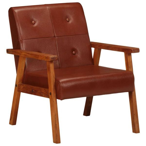 vidaXL Armchair Brown Real Leather