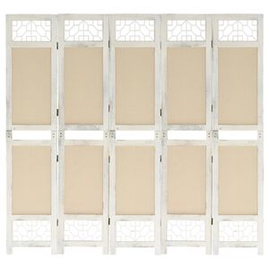 vidaXL 5-Panel Room Divider Cream 175x165 cm Fabric