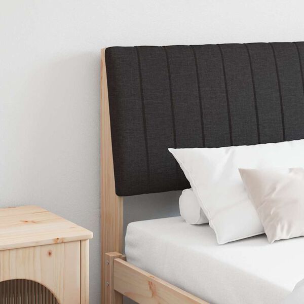 vidaXL Upholstered Headboard Black 200 cm Solid Pine Wood