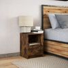 vidaXL Bedside Cabinet with LED Lights Smoked Oak Engineered Wood