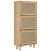 vidaXL Shoe Cabinet Brown 52x25x115 cm Engineered Wood&Natural Rattan