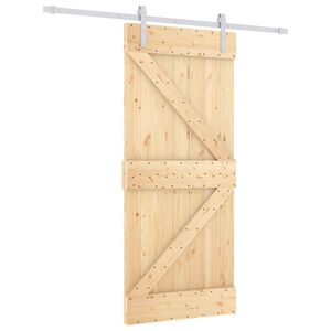 vidaXL Sliding Door 90 x 210 cm Solid Pine Wood Natural and White