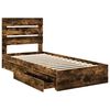 vidaXL Storage Bed with Drawer Smoked Oak 100 x 200 cm Engineered Wood