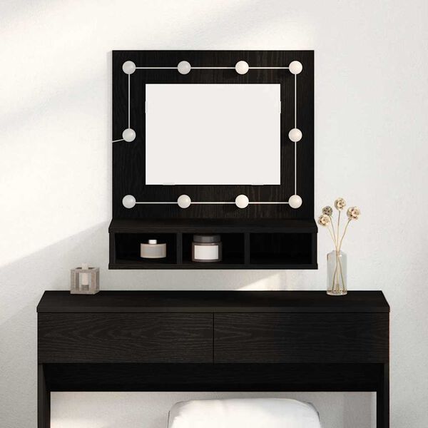 vidaXL Mirror Cabinet Black Oak 60 x 31.5 x 62 cm Engineered Wood