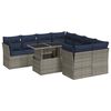 vidaXL 9 Piece Garden Sofa Set with Cushions Grey Poly Rattan Acacia