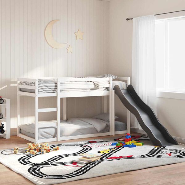 vidaXL Bunk Bed with Slide&Ladder without Mattress White 90x200 cm