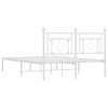 vidaXL Metal Bed Frame without Mattress with Headboard White 140x190cm