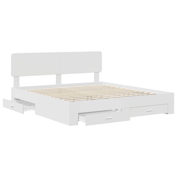vidaXL Bed Frame with Headboard White 180 x 200 cm Engineered Wood