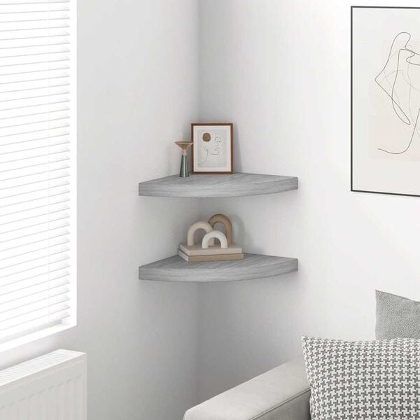 vidaXL Wall Corner Shelves 2 pcs Concrete Grey 35x35x3.8 cm MDF