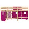 vidaXL Kids' Loft Bed with Curtains without Mattress Pink 90x200 cm