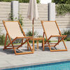 vidaXL Folding Beach Chairs 2 pcs Beige Fabric and Solid Wood