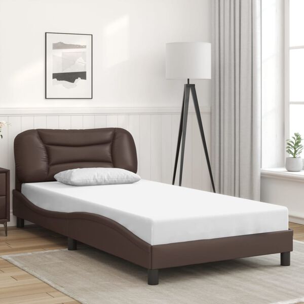 vidaXL Bed Frame with LED without Mattress "Hvar" Brown 100x200 cm