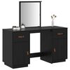 vidaXL Dressing Table Set with a Mirror Black Solid Wood Pine