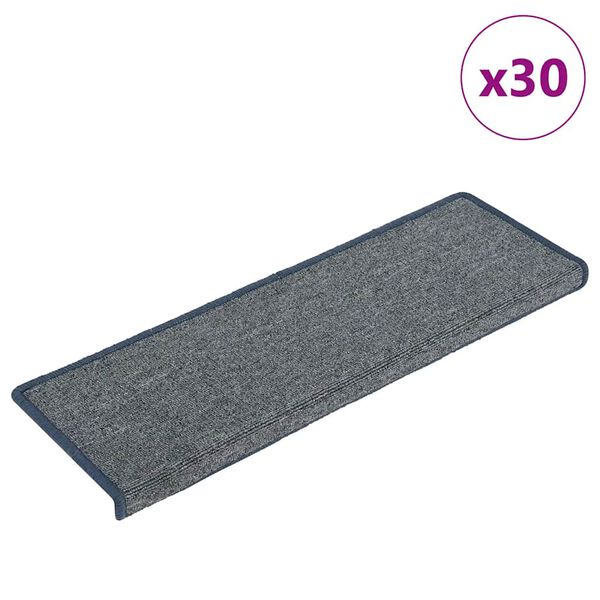 vidaXL Stair Mats 30 pcs 65x21x4 cm Light Grey and Blue Rectangular Edge