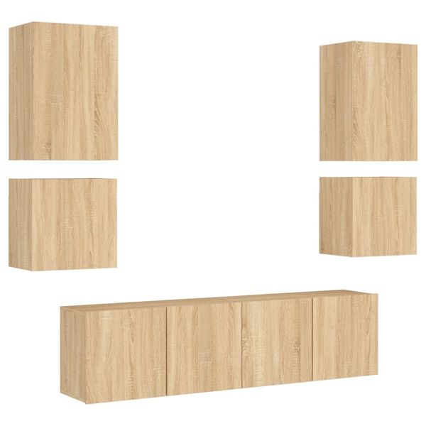 vidaXL 6 Piece TV Wall Units Sonoma Oak Engineered Wood
