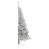 vidaXL Artificial Half Christmas Tree with Stand Silver 180 cm PET
