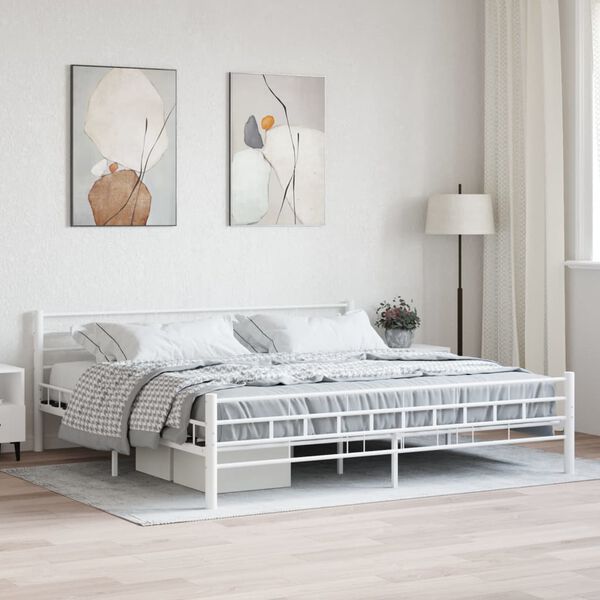 vidaXL Bed Frame White Metal 200x200 cm