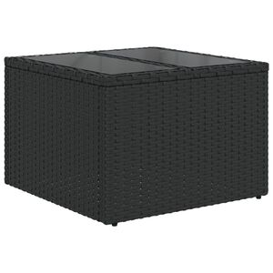 vidaXL Garden Table with Glass Top Black 55x55x37 cm Poly Rattan
