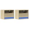 vidaXL Wall-mounted Bedside Cabinets with LED Lights 2 pcs Sonoma Oak