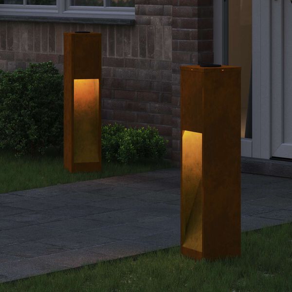 vidaXL Solar Led Pathway Light 2 pcs Bronze Weathering Steel