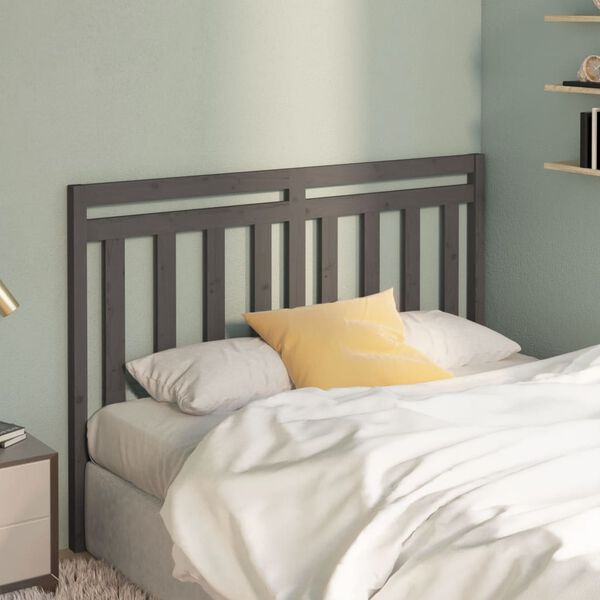 vidaXL Bed Headboard Grey 156x4x100 cm Solid Wood Pine