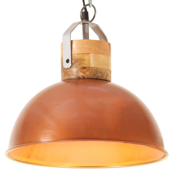 vidaXL Industrial Hanging Lamp Copper Round 32 cm E27 Solid Mango Wood